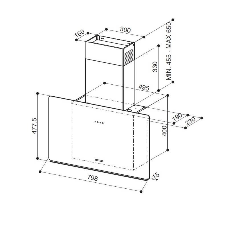 Odsavač par Faber GLAM FIT ZERO DRIP BK A80 černý