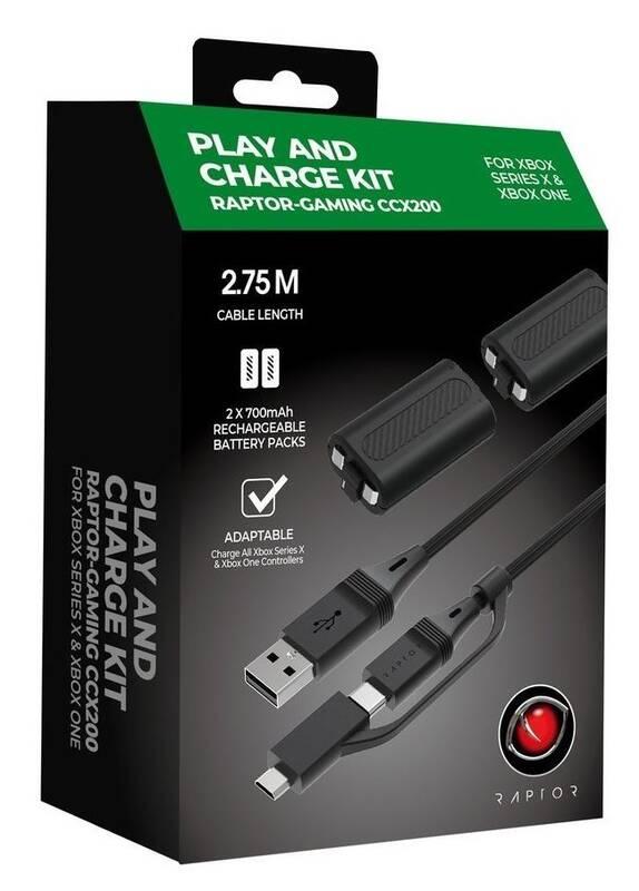 Baterie Raptor Play & Charge Twin Kit pro Xbox One Series, Baterie, Raptor, Play, &, Charge, Twin, Kit, pro, Xbox, One, Series