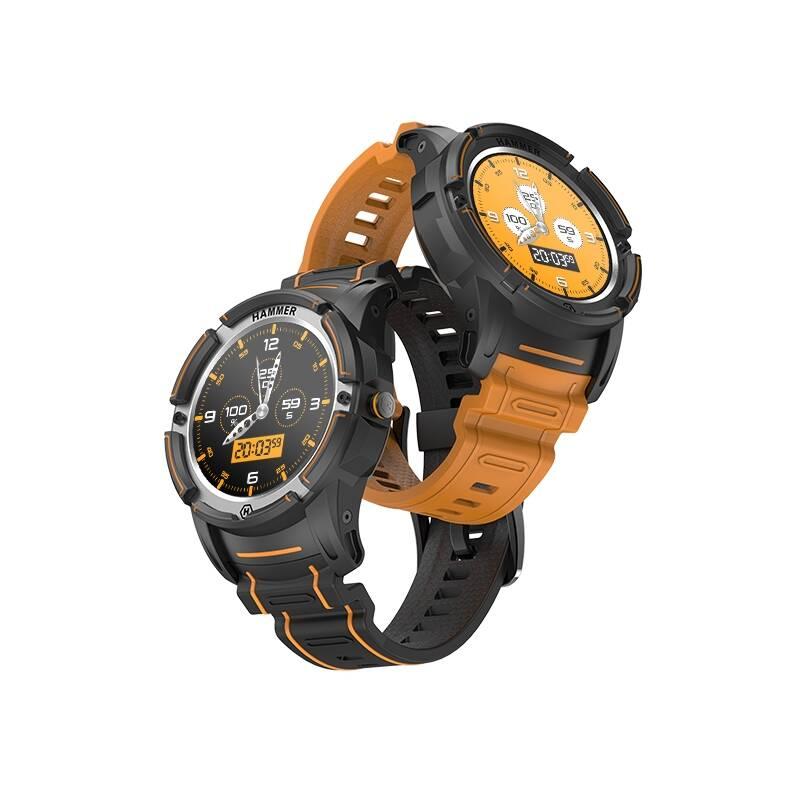 Chytré hodinky myPhone Hammer Watch černé oranžové
