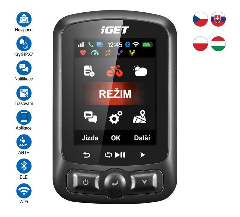 Cyklopočítač s GPS iGET C250 černý
