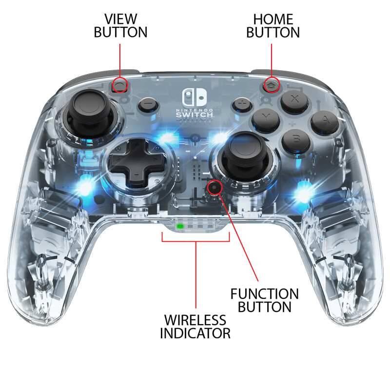 Gamepad PDP Afterglow Wireless Deluxe pro Nintendo Switch průhledný