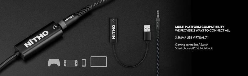 Headset Nitho Atlas 7.1 pro PC, PS4 PS5, Xbox, Nintendo Switch černý