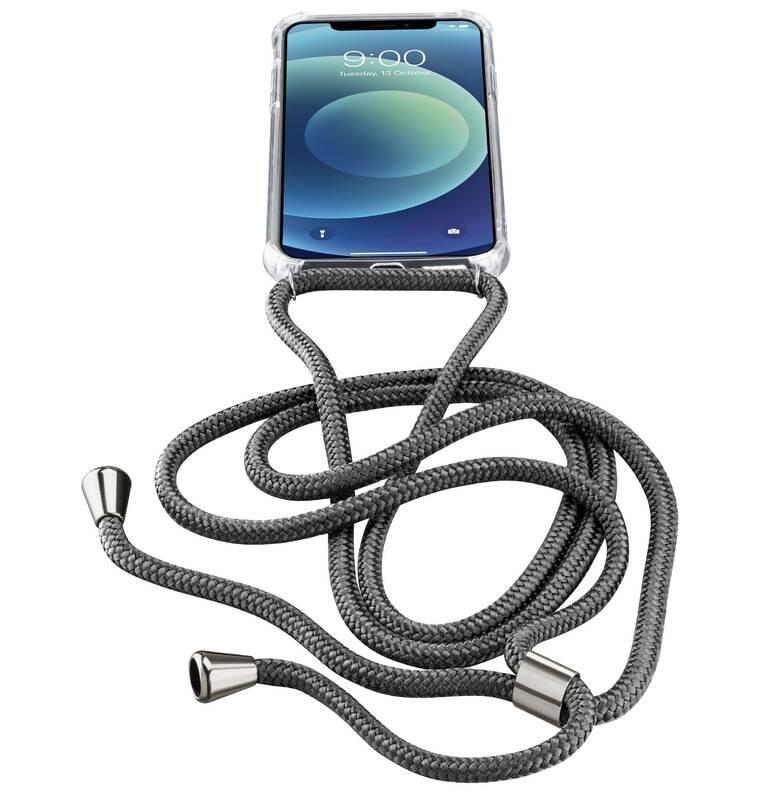 Kryt na mobil CellularLine Neck-Case s černou šňůrkou na krk na Apple iPhone 11 Pro Max průhledný