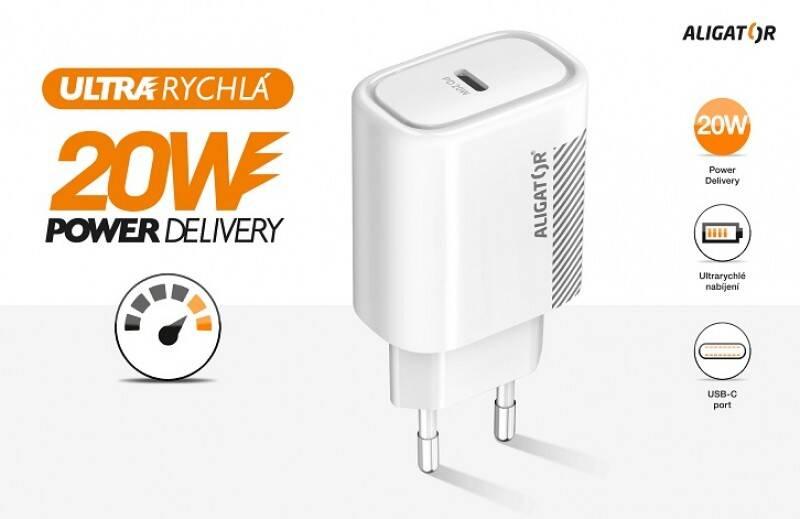 Nabíječka do sítě Aligator USB-C PD 20W bílá