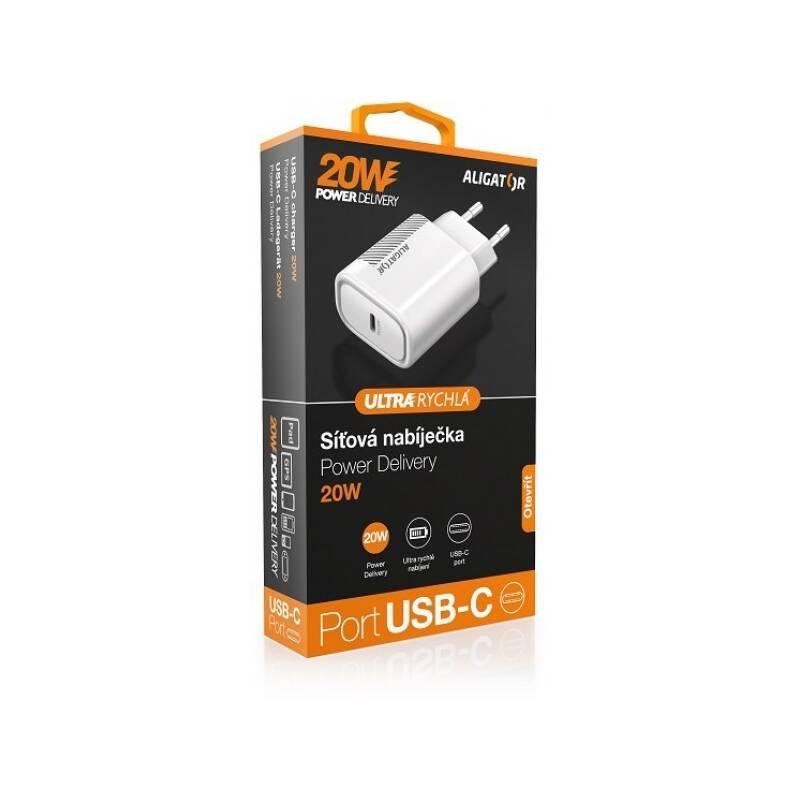 Nabíječka do sítě Aligator USB-C PD 20W bílá
