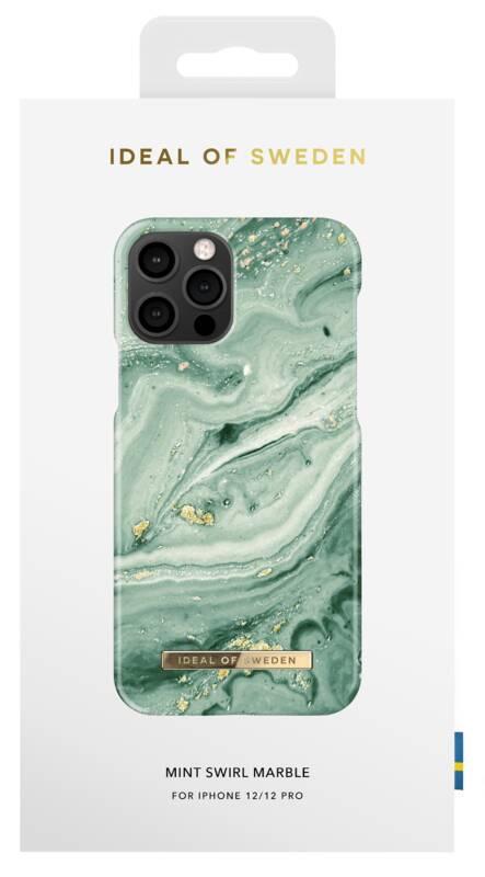 Kryt na mobil iDeal Of Sweden Fashion na Apple iPhone 12 12 Pro - Mint Swirl Marble