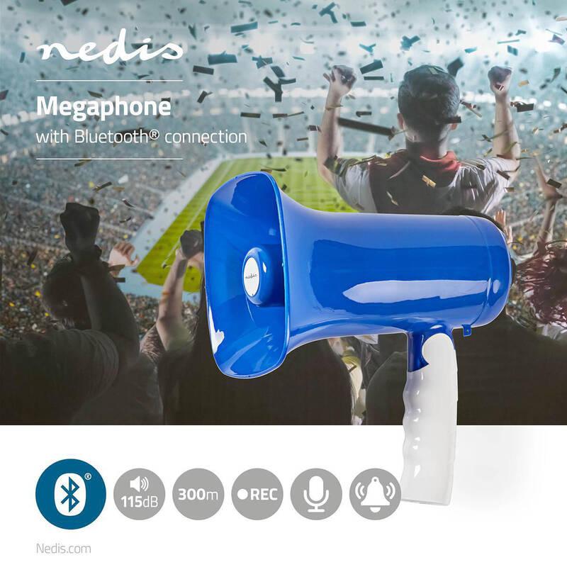 Megafon Nedis MEPH160BU bílý modrý, Megafon, Nedis, MEPH160BU, bílý, modrý