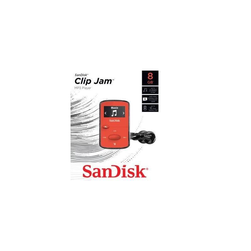 MP3 přehrávač SanDisk Clip Jam 8GB červený, MP3, přehrávač, SanDisk, Clip, Jam, 8GB, červený