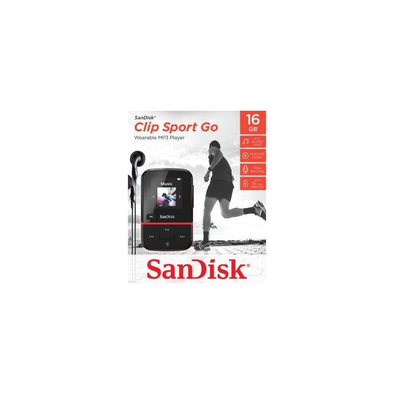 MP3 přehrávač SanDisk Clip Sport Go2 16GB černý červený, MP3, přehrávač, SanDisk, Clip, Sport, Go2, 16GB, černý, červený