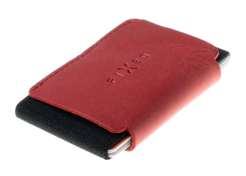 Peněženka FIXED Tiny Wallet pro AirTag z pravé hovězí kůže červená
