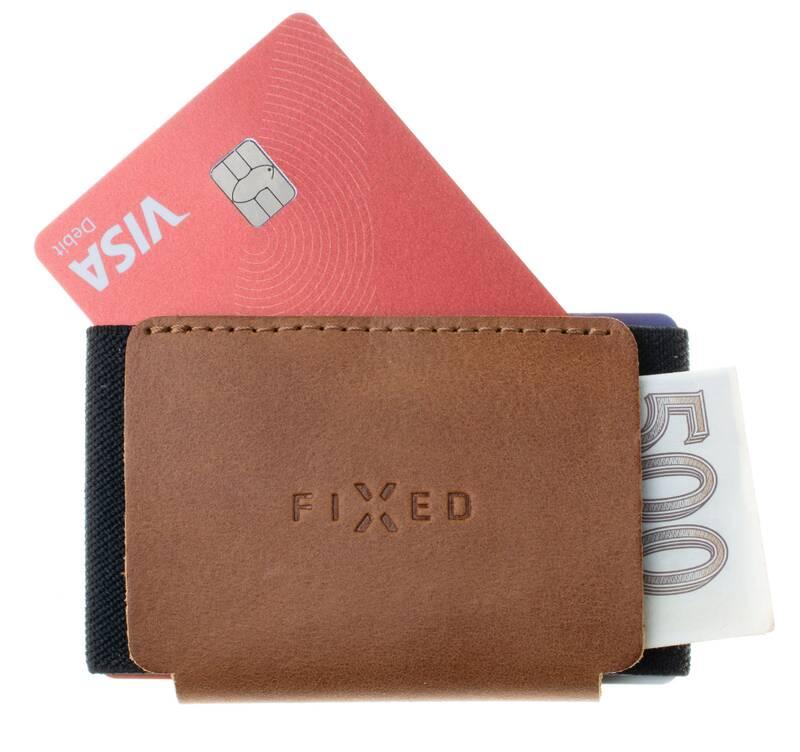 Peněženka FIXED Tiny Wallet pro AirTag z pravé hovězí kůže hnědá
