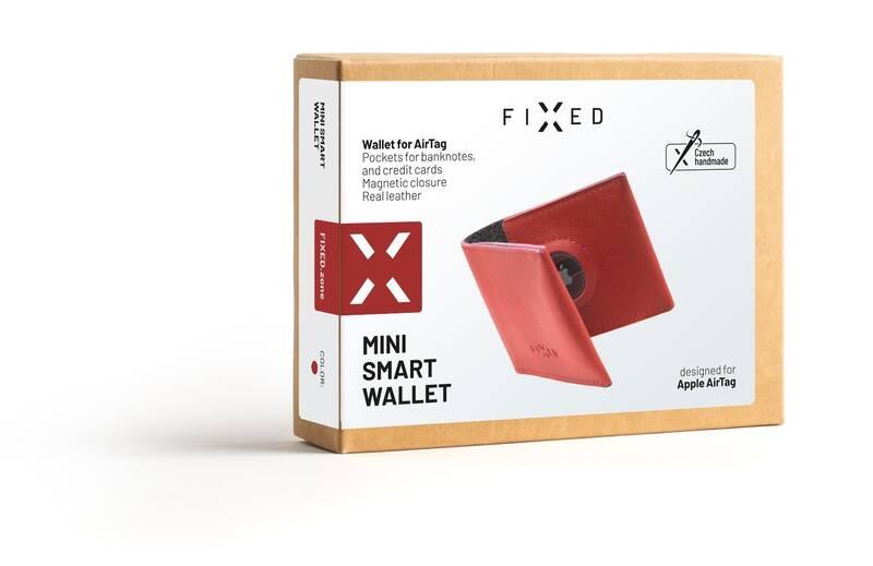 Peněženka FIXED Wallet pro AirTag z pravé hovězí kůže červená, Peněženka, FIXED, Wallet, pro, AirTag, z, pravé, hovězí, kůže, červená