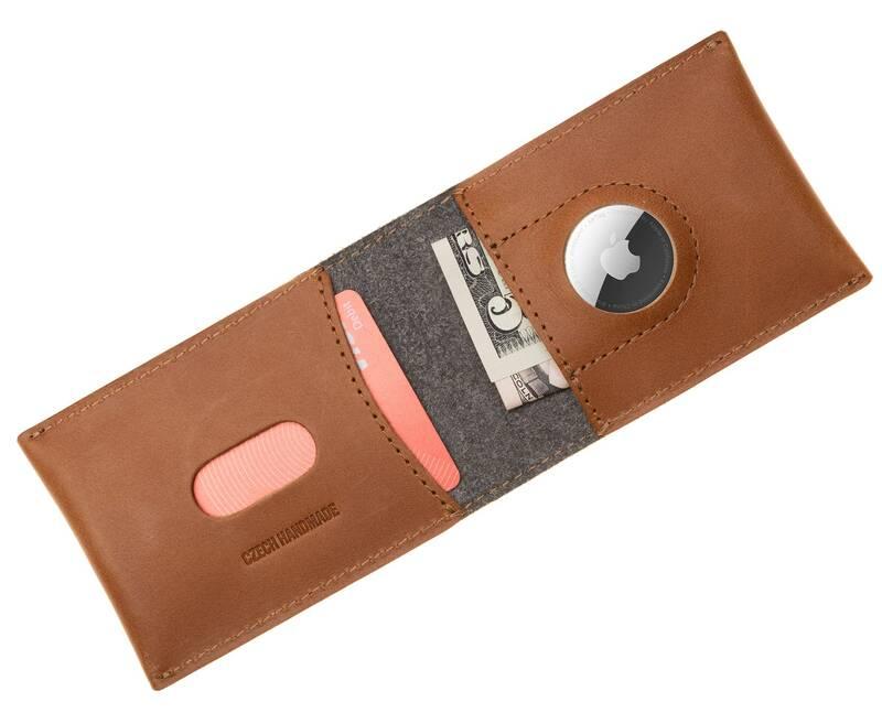 Peněženka FIXED Wallet pro AirTag z pravé hovězí kůže hnědá