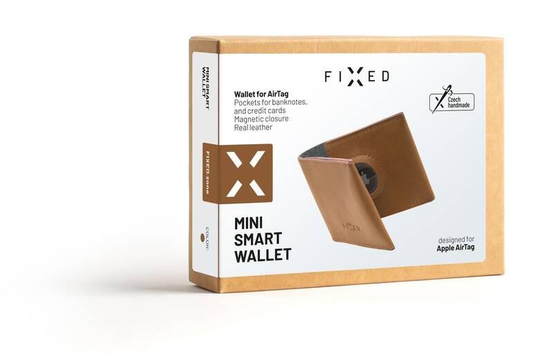 Peněženka FIXED Wallet pro AirTag z pravé hovězí kůže hnědá