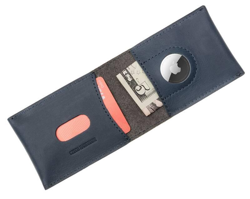 Peněženka FIXED Wallet pro AirTag z pravé hovězí kůže modrá