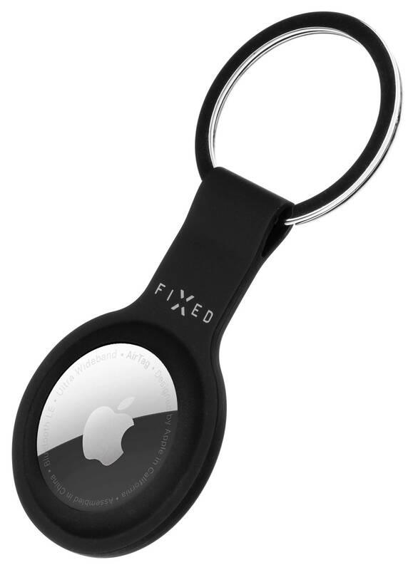 Pouzdro FIXED Silky pro Apple AirTag s kroužkem černé