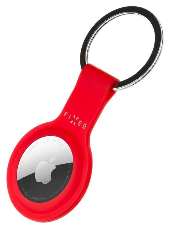 Pouzdro FIXED Silky pro Apple AirTag s kroužkem červené