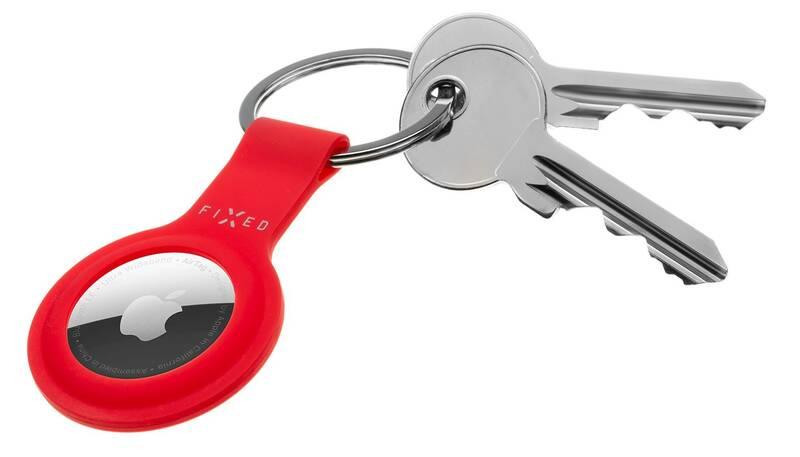 Pouzdro FIXED Silky pro Apple AirTag s kroužkem červené