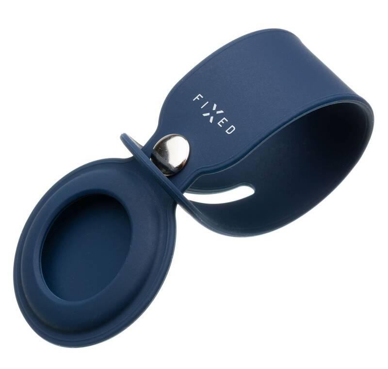 Pouzdro FIXED Silky pro Apple AirTag s popruhem modré