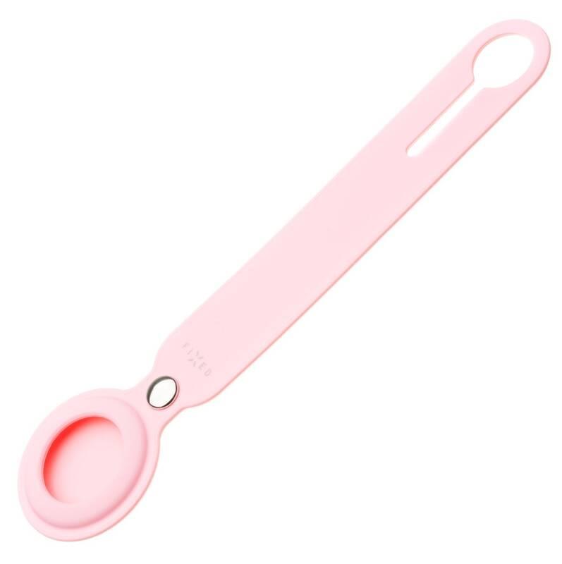 Pouzdro FIXED Silky pro Apple AirTag s popruhem růžové
