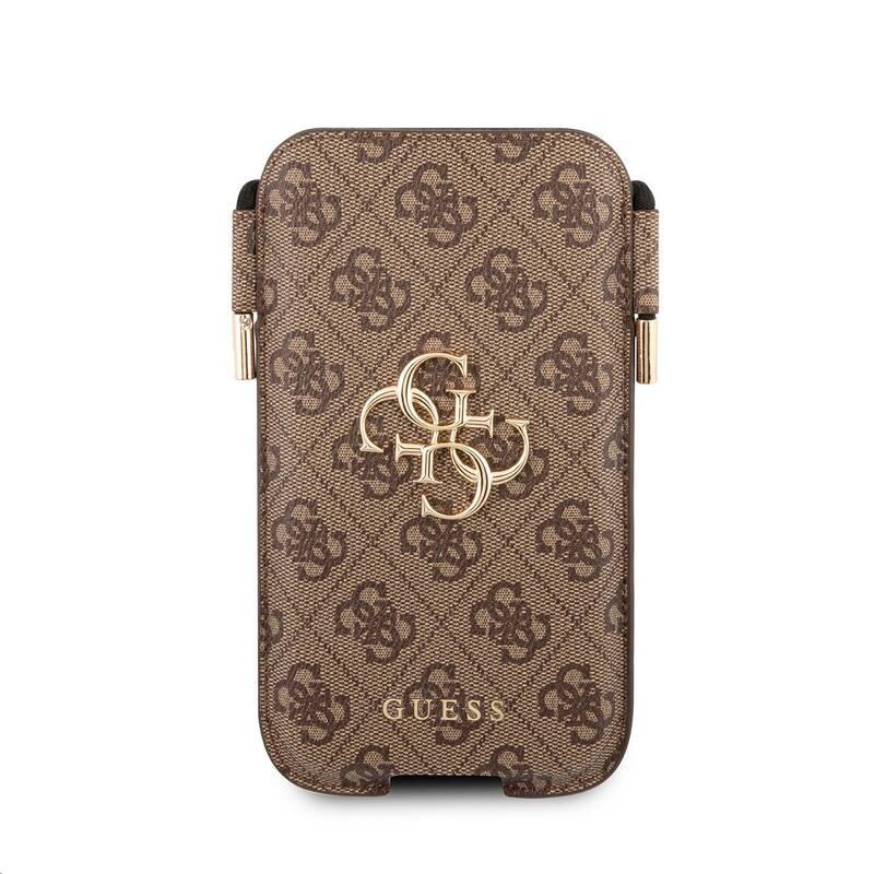 Pouzdro na mobil Guess 4G Pouch Script Logo L hnědé