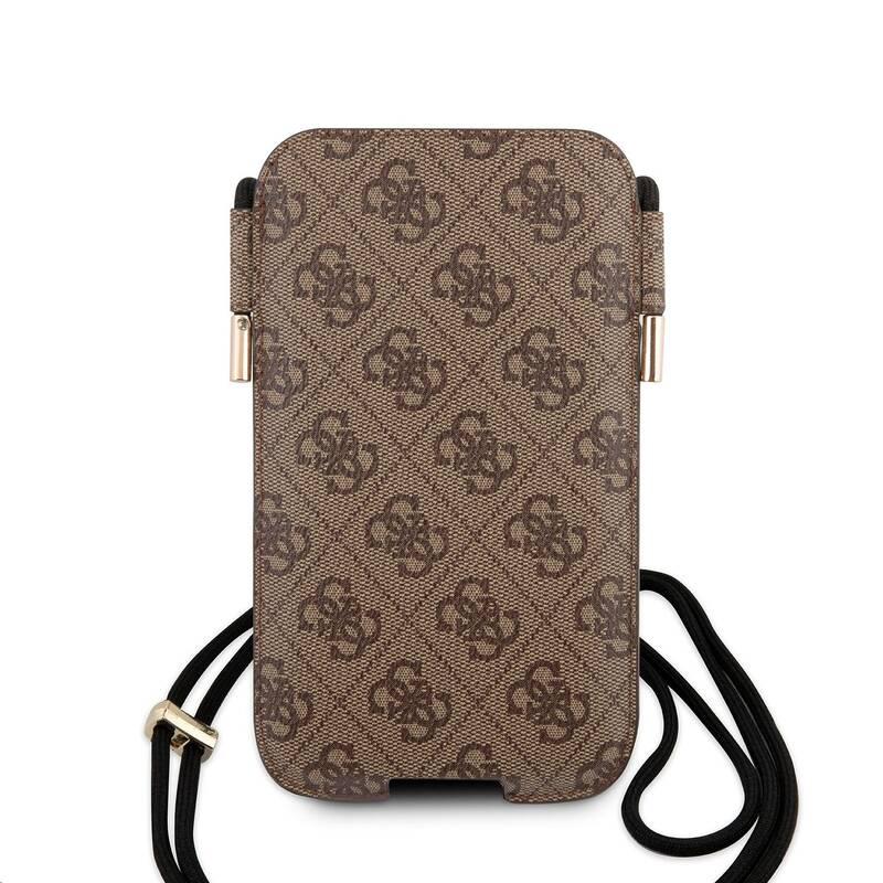 Pouzdro na mobil Guess 4G Pouch Script Logo L hnědé