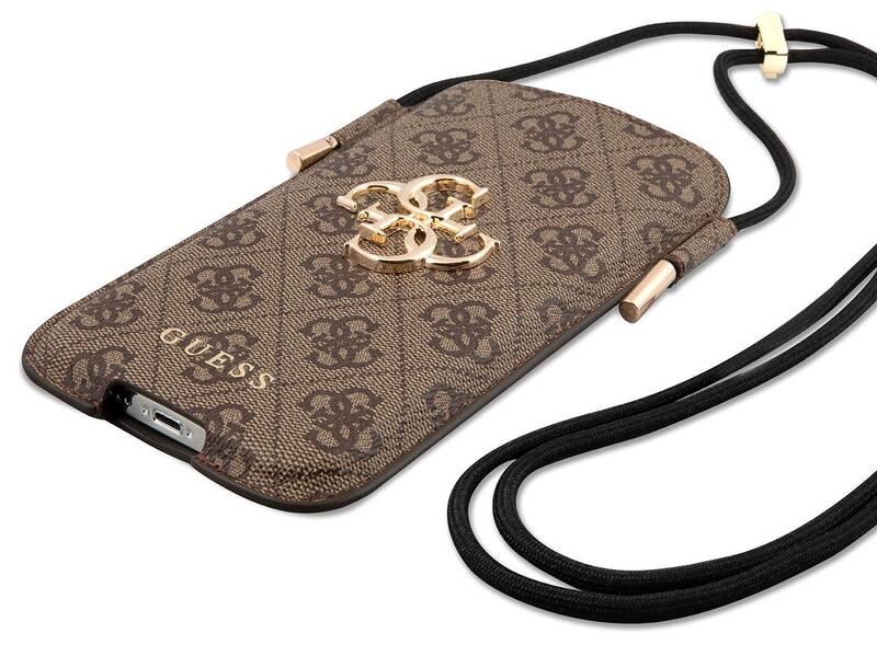 Pouzdro na mobil Guess 4G Pouch Script Logo S M hnědé