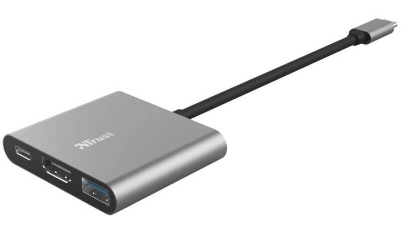 USB Hub Trust Dalyx 3v1 USB-C USB, HDMI, USB-C PD 100W šedý, USB, Hub, Trust, Dalyx, 3v1, USB-C, USB, HDMI, USB-C, PD, 100W, šedý