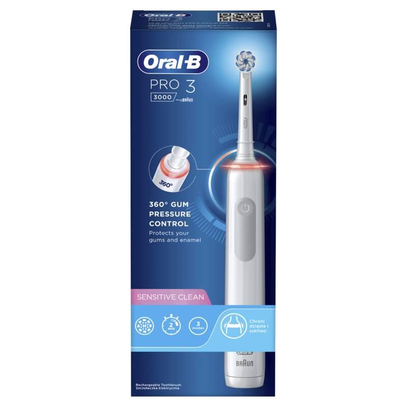 Zubní kartáček Oral-B PRO 3 3000 Sensitive Clean White, Zubní, kartáček, Oral-B, PRO, 3, 3000, Sensitive, Clean, White