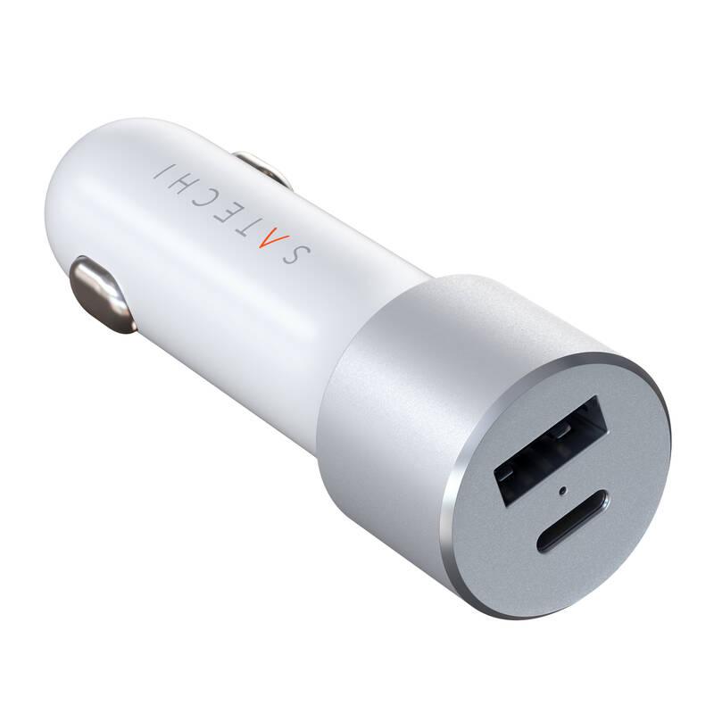 Adaptér do auta Satechi 72W 1x USB, 1x USB-C PD stříbrný