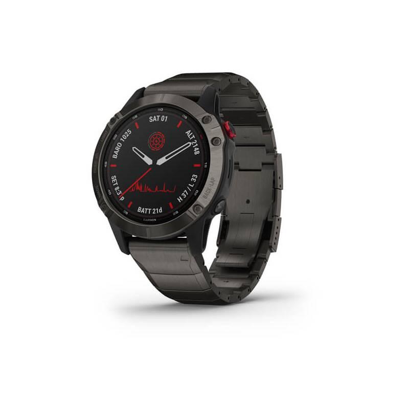 GPS hodinky Garmin fenix6 PRO Solar - Titanium GrayDLC Titanium Band