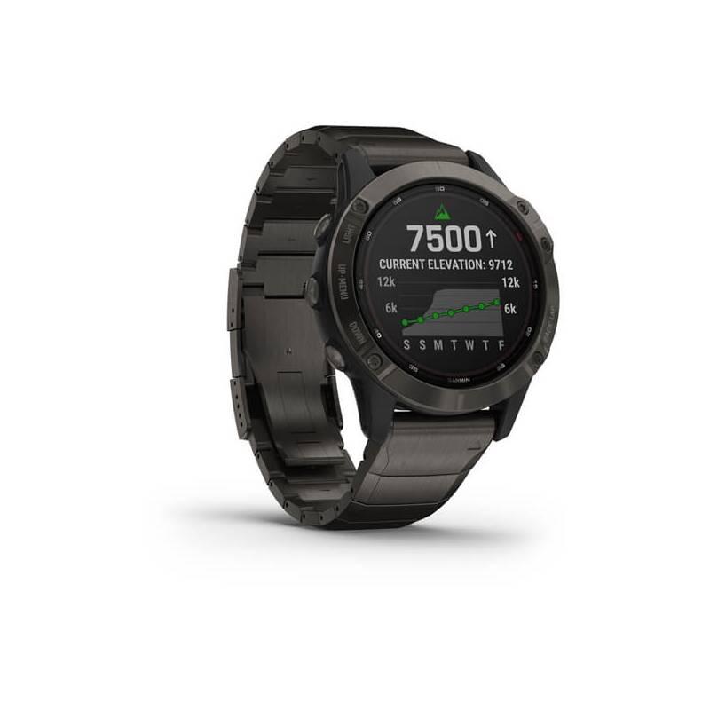 GPS hodinky Garmin fenix6 PRO Solar - Titanium GrayDLC Titanium Band