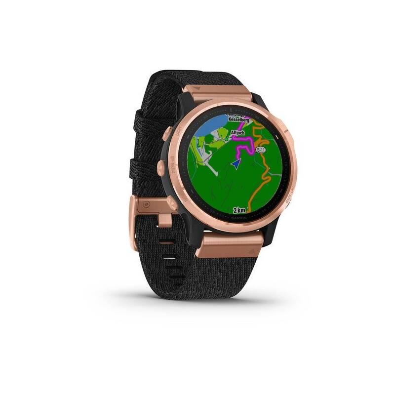 GPS hodinky Garmin fenix6S PRO Sapphire - RoseGold Black Nylon Band