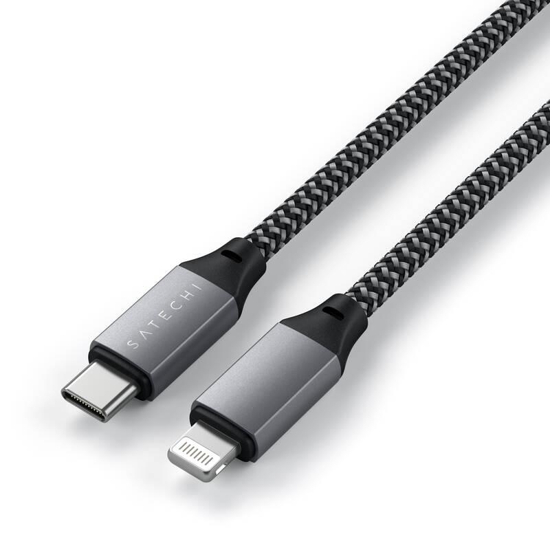 Kabel Satechi USB-C Lightning 25cm šedý, Kabel, Satechi, USB-C, Lightning, 25cm, šedý