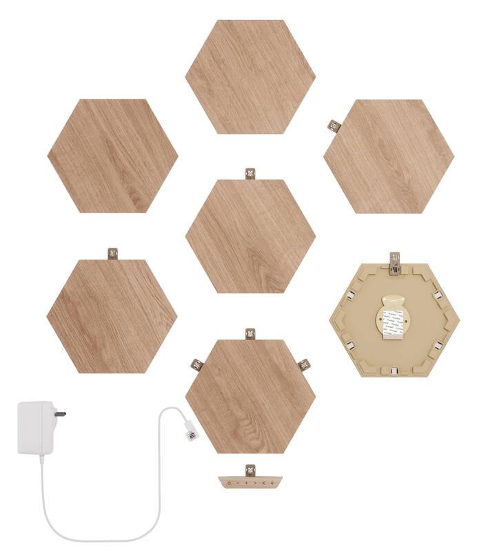 LED světlo Nanoleaf Elements Hexagons Starter Kit 7ks dřevo