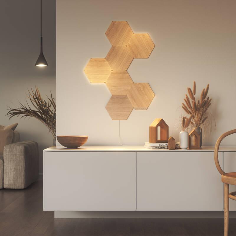 LED světlo Nanoleaf Elements Hexagons Starter Kit 7ks dřevo