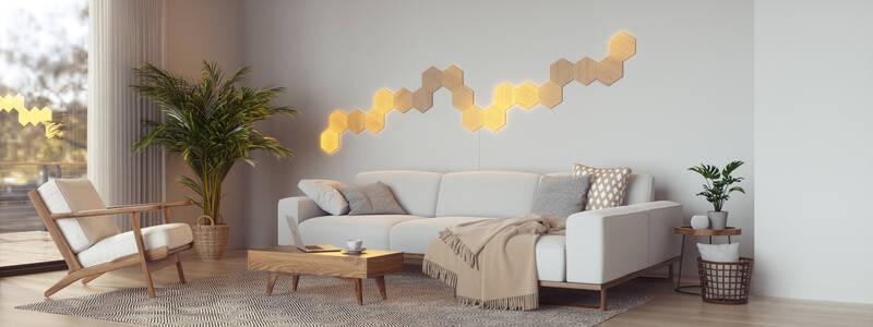 LED světlo Nanoleaf Elements Hexagons Starter Kit 7ks dřevo