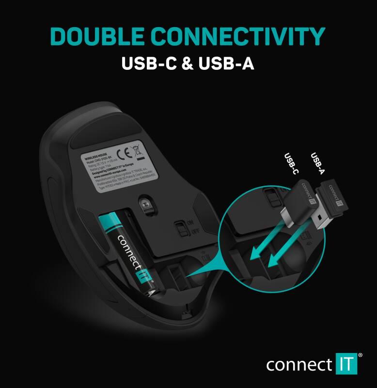Myš Connect IT Dual SmartSwitch USB USB-C modrá