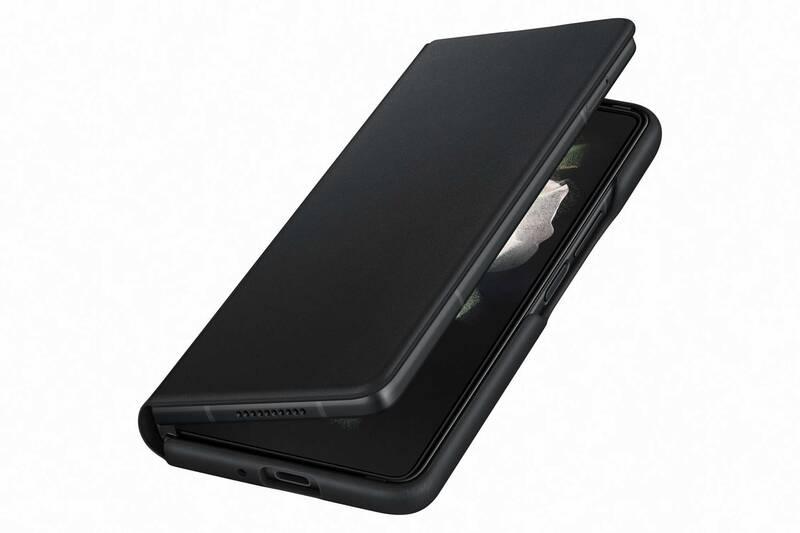 Pouzdro na mobil flipové Samsung Leather Flip Cover Galaxy Z Fold3 černé