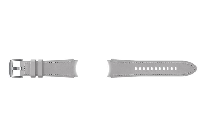 Řemínek Samsung Galaxy Watch4 Classic 42mm, hybridní kožený stříbrný