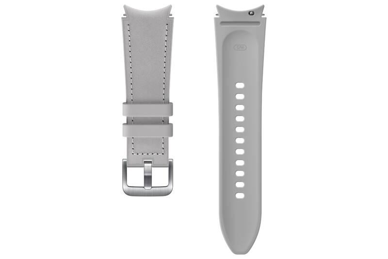 Řemínek Samsung Galaxy Watch4 Classic 42mm, hybridní kožený stříbrný