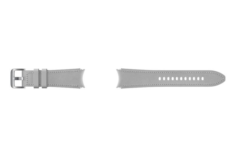 Řemínek Samsung Galaxy Watch4 Classic 46mm, hybridní kožený stříbrný