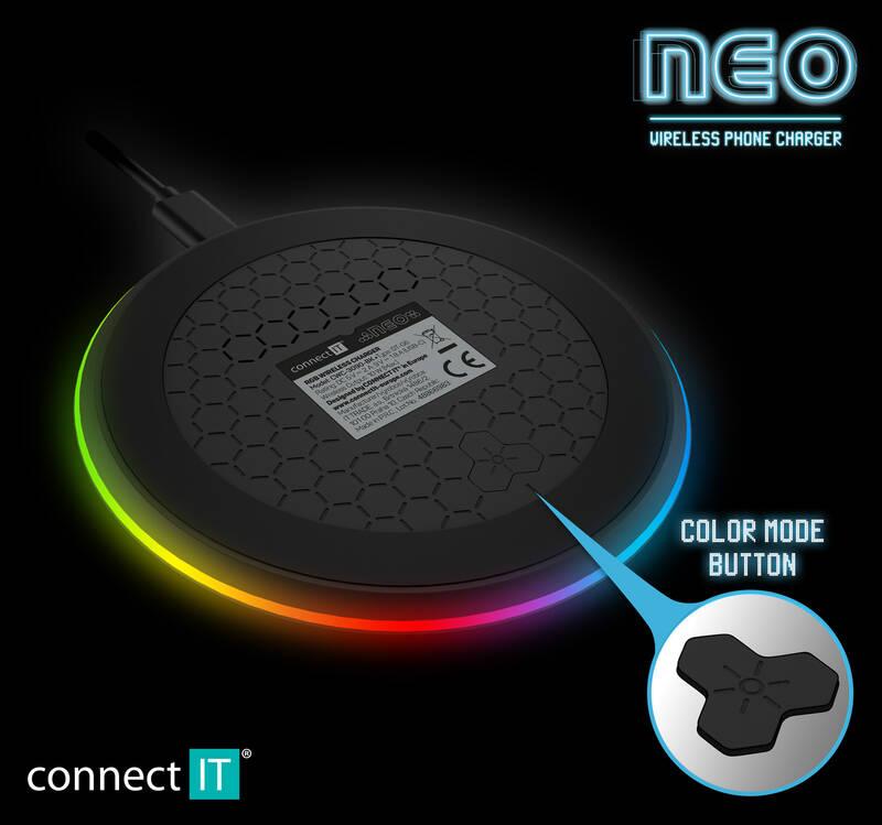Bezdrátová nabíječka Connect IT NEO RGB 10 W černá