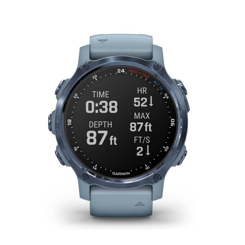 GPS hodinky Garmin Descent Mk2S - Sapphire Mineral Blue Silicone Sea Foam Band