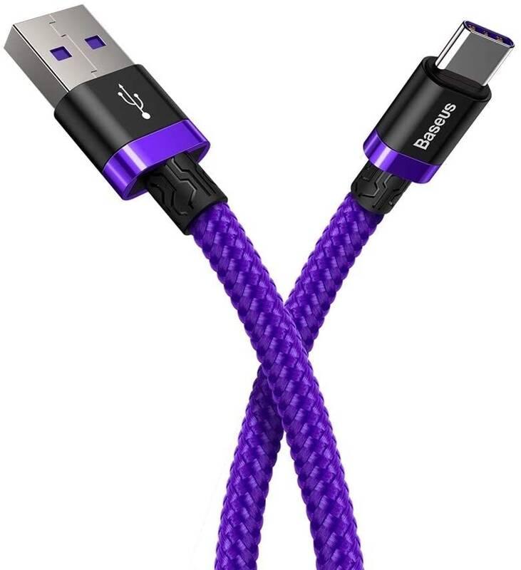 Kabel Baseus HW Flash Charge USB USB-C, 40W, 2m fialový