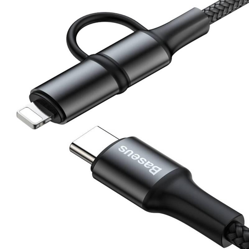 Kabel Baseus Twins 2v1 USB-C USB-C Lightning, 60W, 1m černý