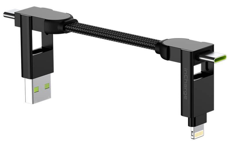 Kabel Rolling Square inCharge X 6v1, USB, USB-C, Micro USB, Lightning černý
