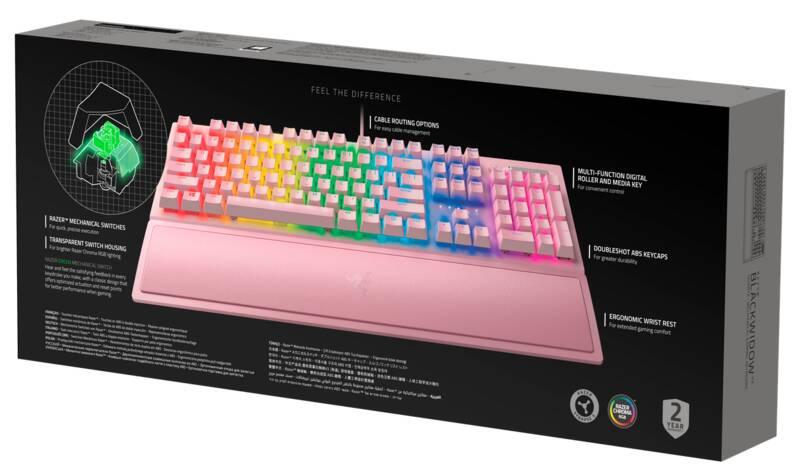 Klávesnice Razer BlackWidow V3 - Green Switch - US růžová