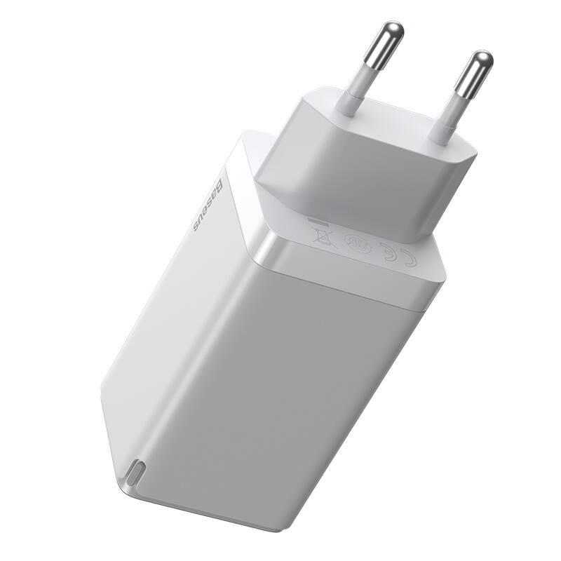 Nabíječka do sítě Baseus GaN 1x USB, 2x USB-C, 65W bílá