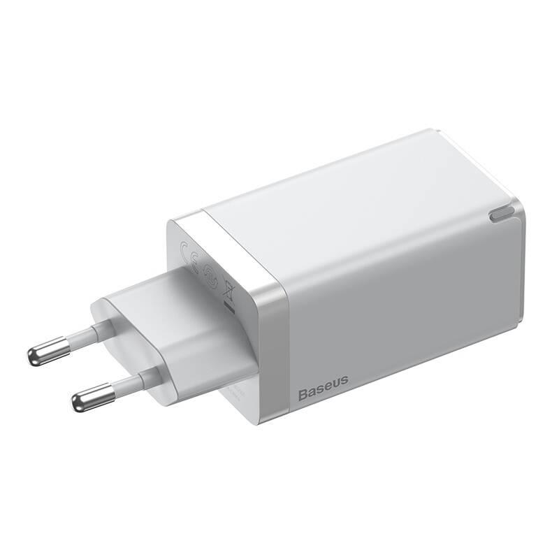 Nabíječka do sítě Baseus GaN 1x USB, 2x USB-C, 65W bílá